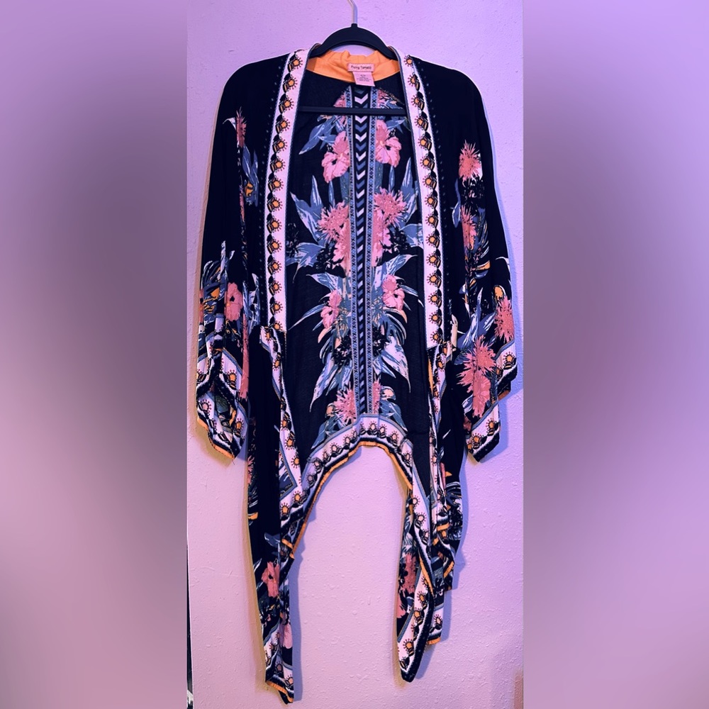 Flying Tomato - Multi Colored Open Front Kimono - S/M